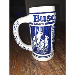 Vintage Ceramarte LTD Busch Gardens Blue White Beer Stein